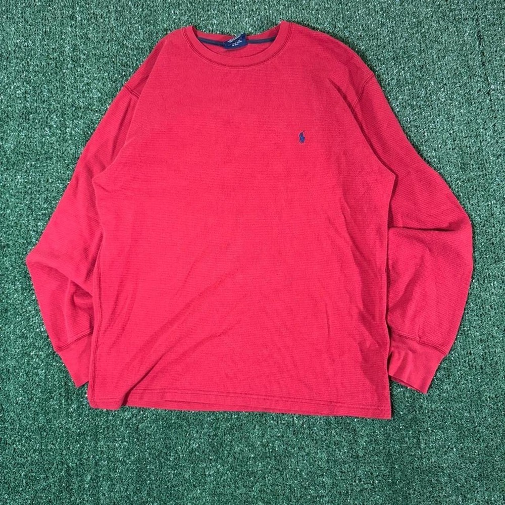 Polo Ralph Lauren Red Thermal Crewneck Sleepwear Shirt Size M 0226